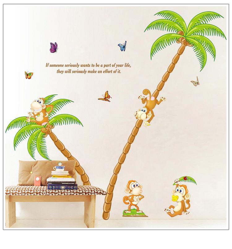 wall sticker XL8110 Árbol mono animales de dibujos animados inicio decoración de la casa pegatinas de pared de vinilo kids niño salón dormitorio diy arte mural decor decal