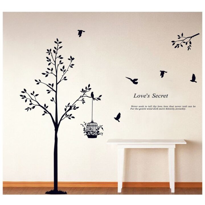 Family Tree Decal High Quality Quiet Life Engraving Wall Sticker Home aSecret Love Quotes Bird Cage Picture Wall Art Paper AY-9064 – Online Shopping Pakistan, Nail Art in Pakistan, Wall Stickers