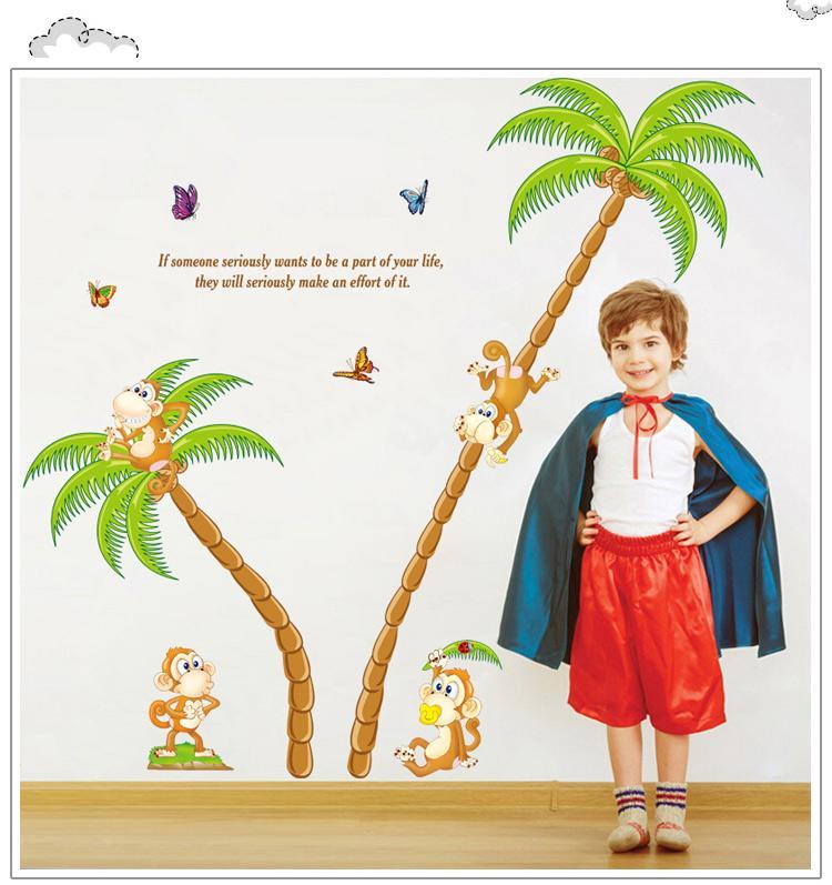 wall sticker XL8110 Árbol mono animales de dibujos animados inicio decoración de la casa pegatinas de pared de vinilo kids niño salón dormitorio diy arte mural decor decal