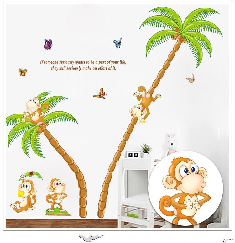 wall sticker XL8110 Árbol mono animales de dibujos animados inicio decoración de la casa pegatinas de pared de vinilo kids niño salón dormitorio diy arte mural decor decal