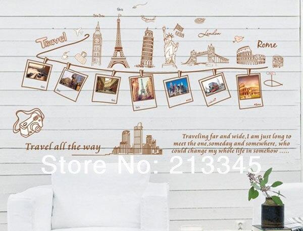 Large Size Wall Decal Creative Combination World Travel Wall Stickers for Home Decoration ay9011