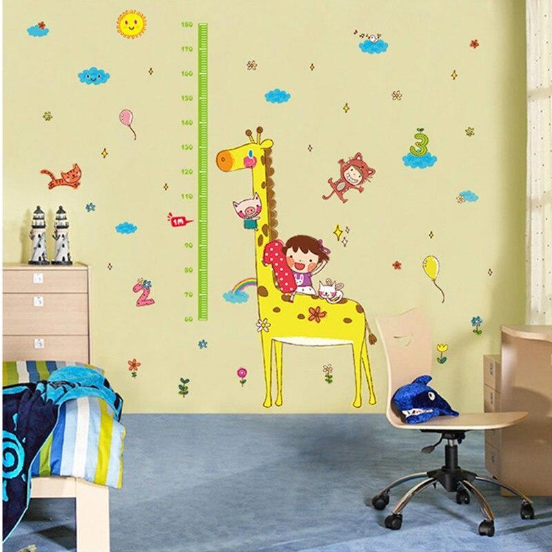 XL8203 Kids room cartoon giraffe measuring height wall sticker cute animal cloud child growth scale sticker baby bedroom decoration