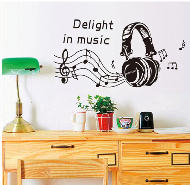 Beat headphones big headpohones music helmets music note wall sticker home decor AY7133