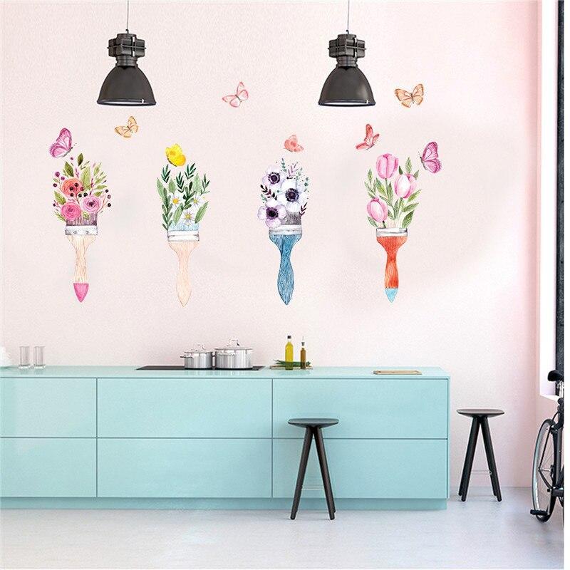 JM7355 Butterfly Flower Bedroom Living Room Sofa Background Wall Sticker - Multi-A
