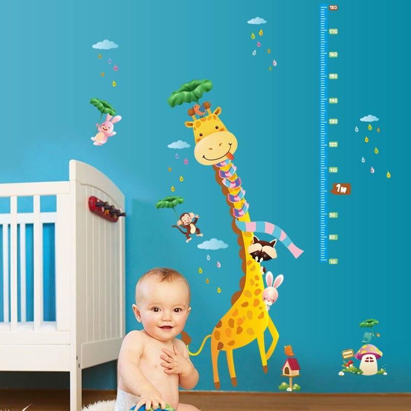 sk9030 cartoon Giraffe height measure wall stickers for children decals diynursery room interior wall decoration