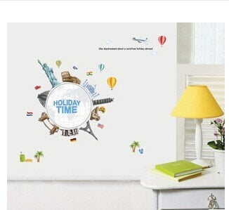 JM7260 Wrold Travel Vinyl wall sticker decal art Global Village bedroom Kids Room Wall Decor