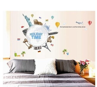 JM7260 Wrold Travel Vinyl wall sticker decal art Global Village bedroom Kids Room Wall Decor