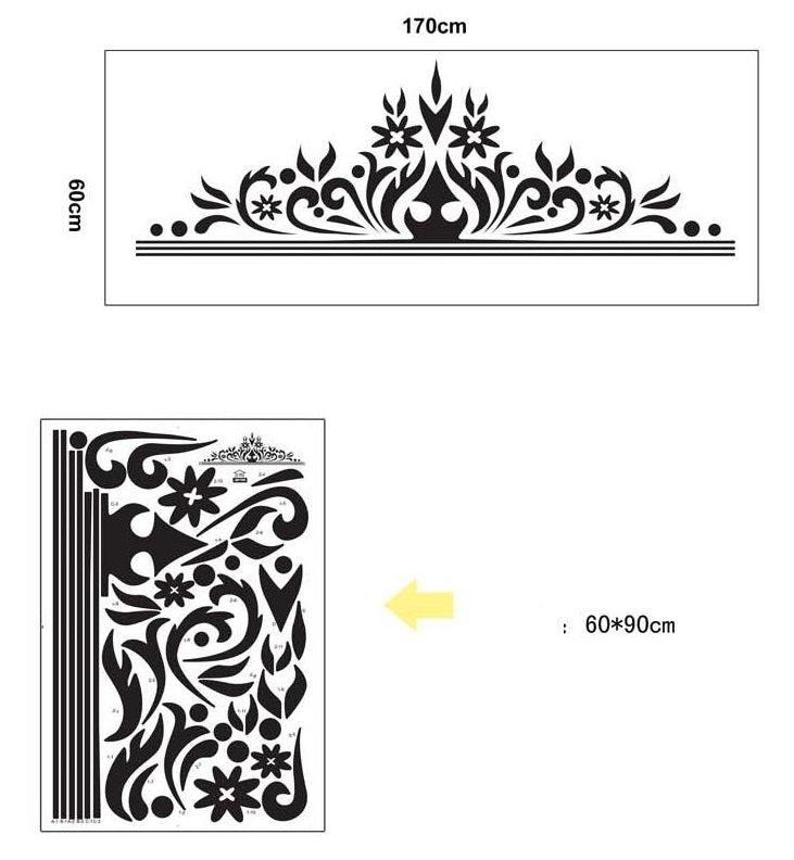 Crown Wall Sticker JM-7268 Black Vinyl Wall Paper PVC Removeable Wall Art Decor
