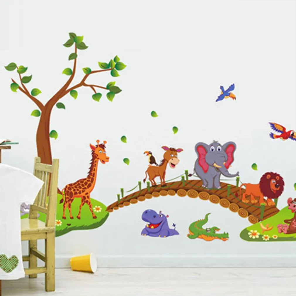 Jungle Animals Bridge PVC Wall Stickers ay9245