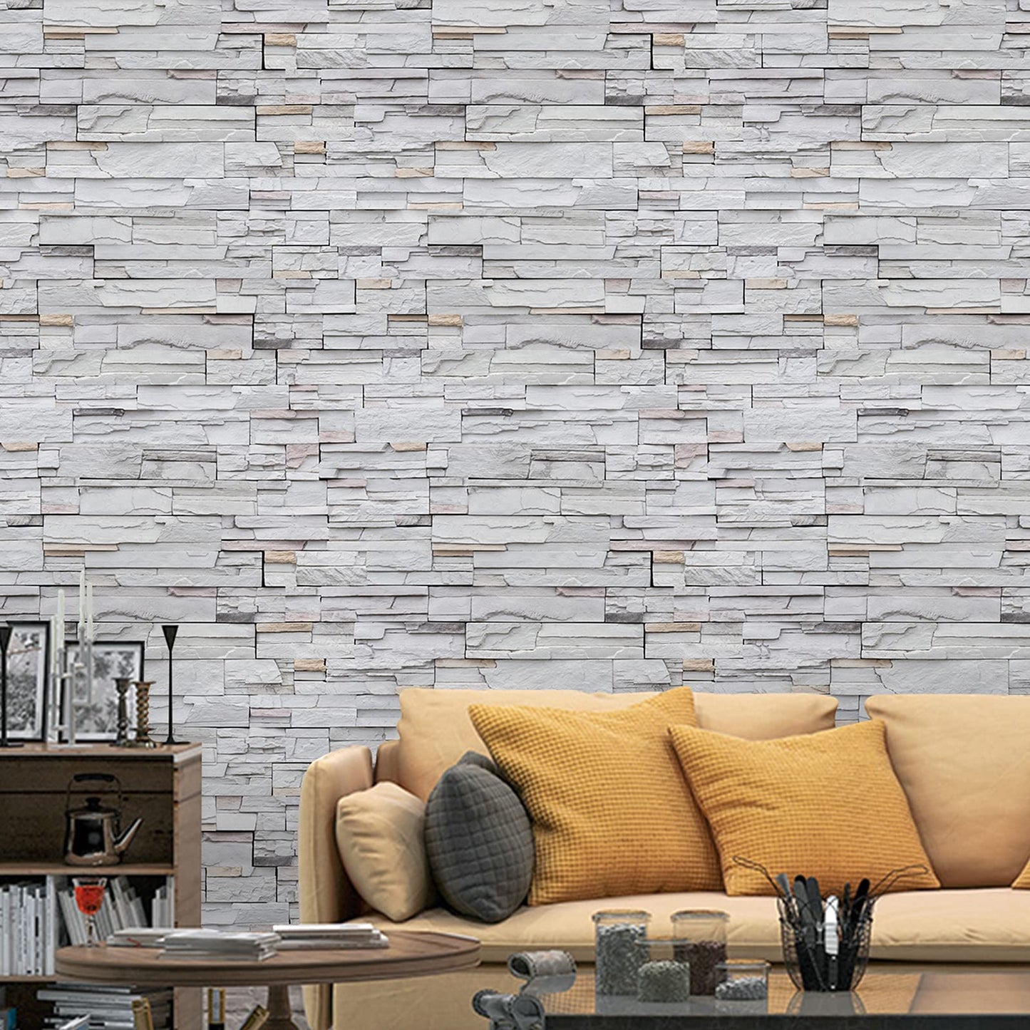 Gray Brick Wallpaper Peel and Stick Brick Contact Paper Self Adhesive Wallpaper Removable Wallpaper 3D Textured Faux Brick Wallpaper for Home Bedroom (45 x 845 cm), (332 inche x 18 inche)