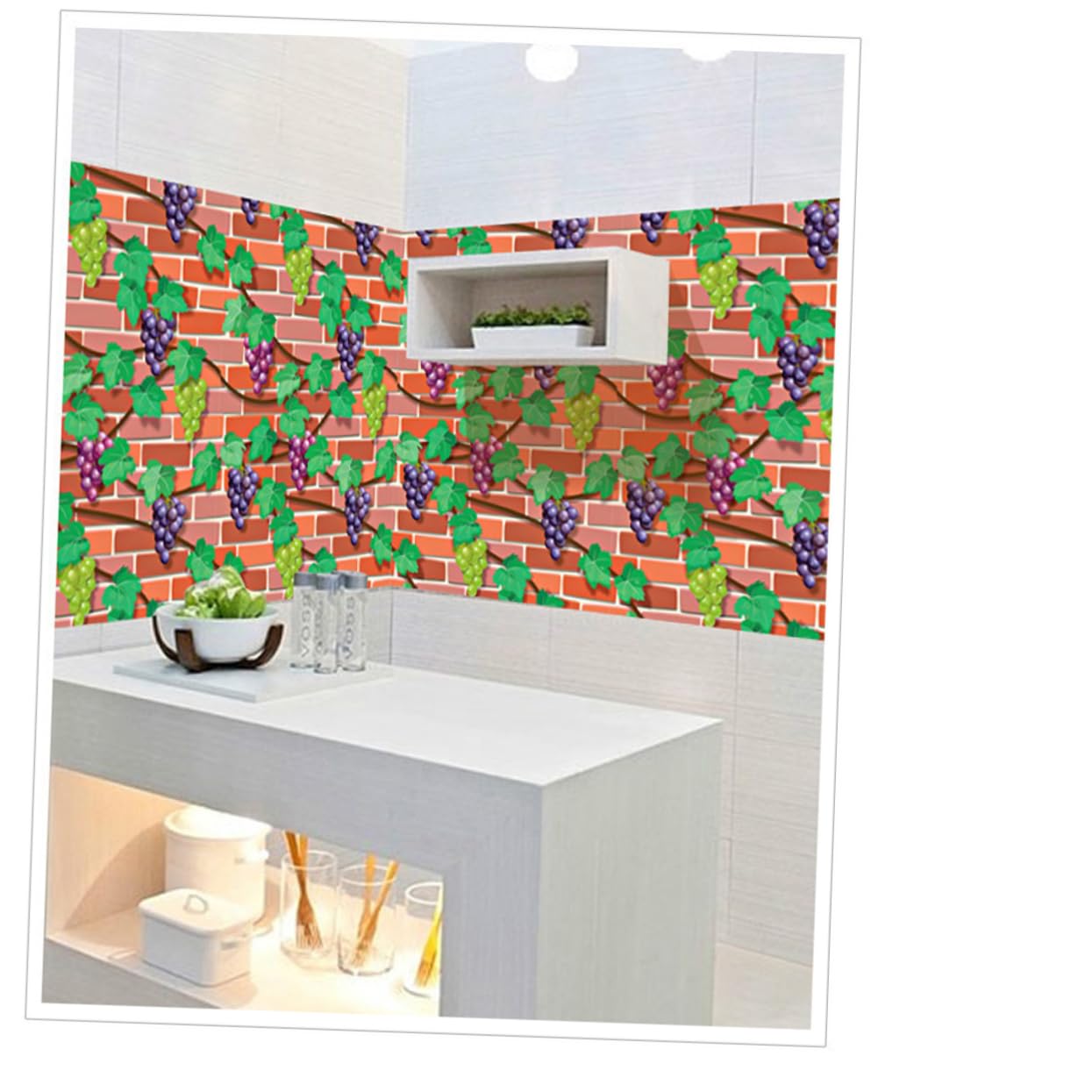 TBOP HOME Brick Wall Stickers Wallpaper For Home Decor (45 x 845 cm), (332 inche x 18 inche)-Grapes)