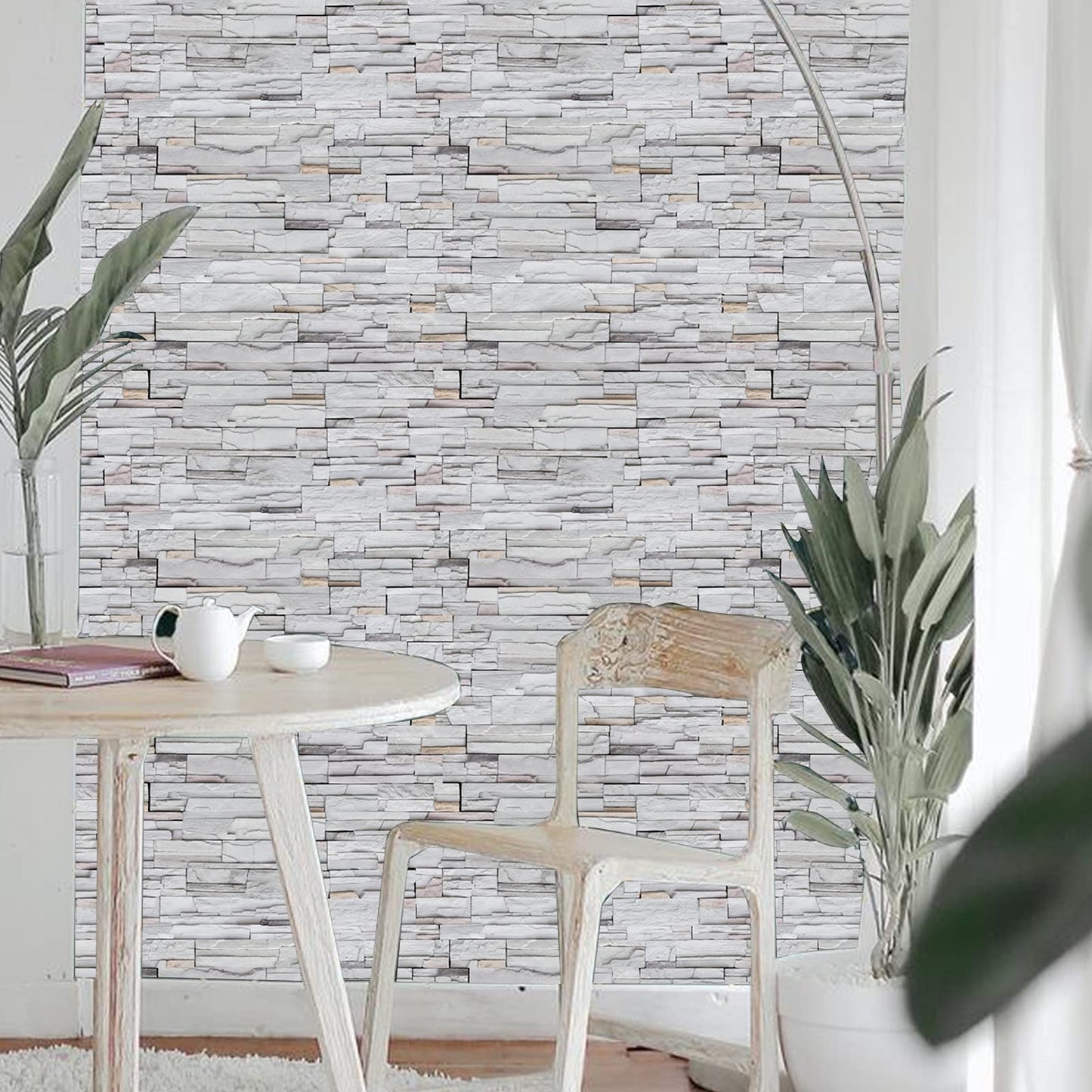 Gray Brick Wallpaper Peel and Stick Brick Contact Paper Self Adhesive Wallpaper Removable Wallpaper 3D Textured Faux Brick Wallpaper for Home Bedroom (45 x 845 cm), (332 inche x 18 inche)