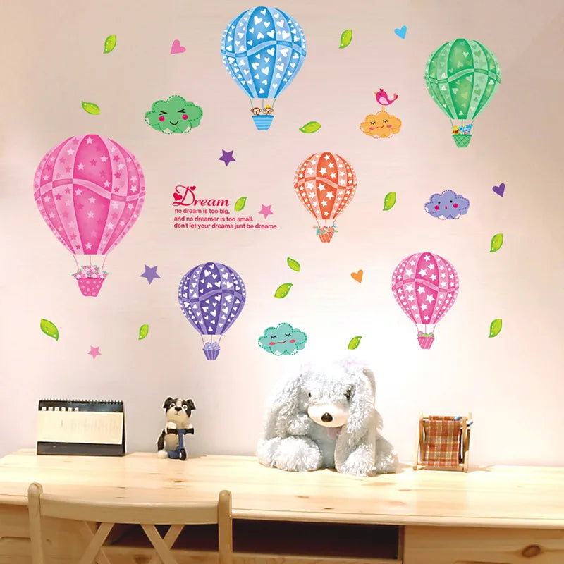 Xh4060c New Cartoon Hot Colorful Air Balloon Wall Stickers for Kids Room Baby Nursery Room Living Room Waterproof Removable Poster PVC - AliExpress 15