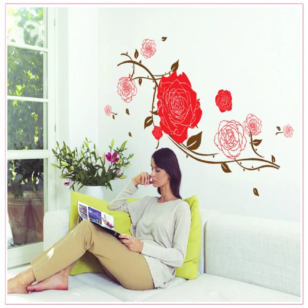 Red Rose PVC Wall Sticker jm7113