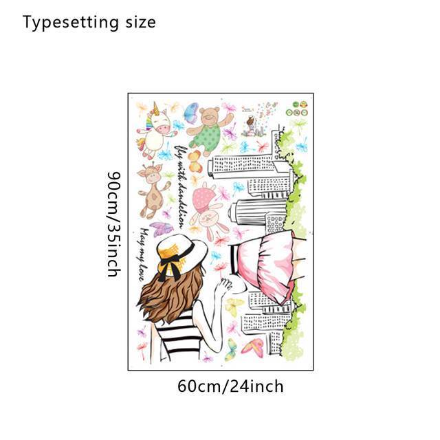 Wall Stiker ABC1060 Girl n Fly – Wallsticker Wall Sticker Wallstiker Wall Stiker Stiker Dinding Hiasan Dinding