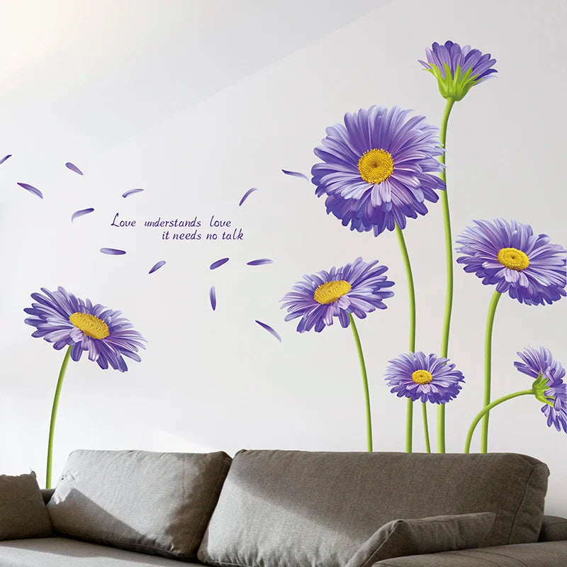 Purple Flower Plants Wall Sticker