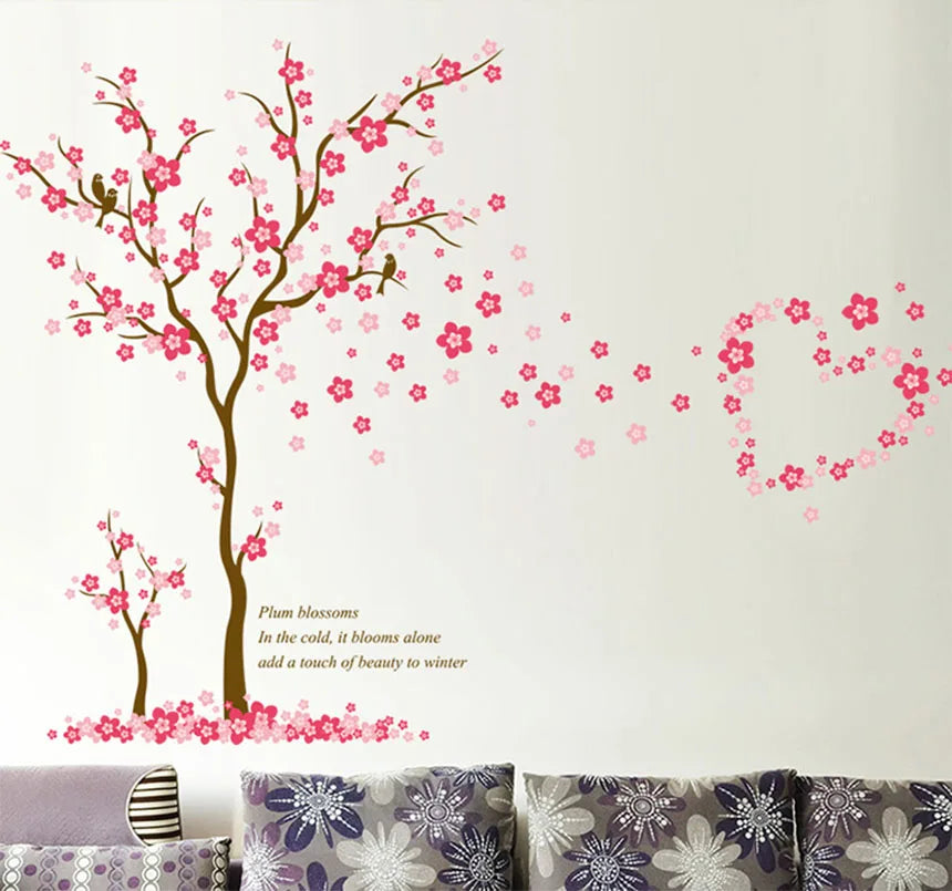 Pink Plum Blossom Tree Love Wall Stickers xh9268