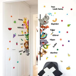 Cartoon Animal English Children's Door Kindergarten Decoration Fun Wall Stickers Sk7042
