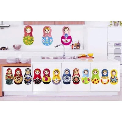15pcs Russian Matryoshka Dolls Wall Stickers
