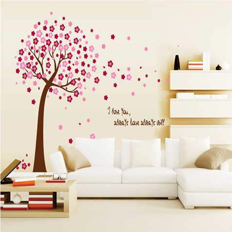 xl8047a Removable Romantic Pink Peach Tree Wall Stickers Bedroom Living Room Sofa Entrance Decorations Environmentally Friendly Wall Sticker