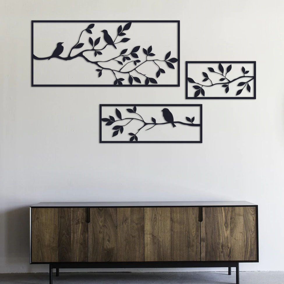 Branches of a tree with birds 3 Panels