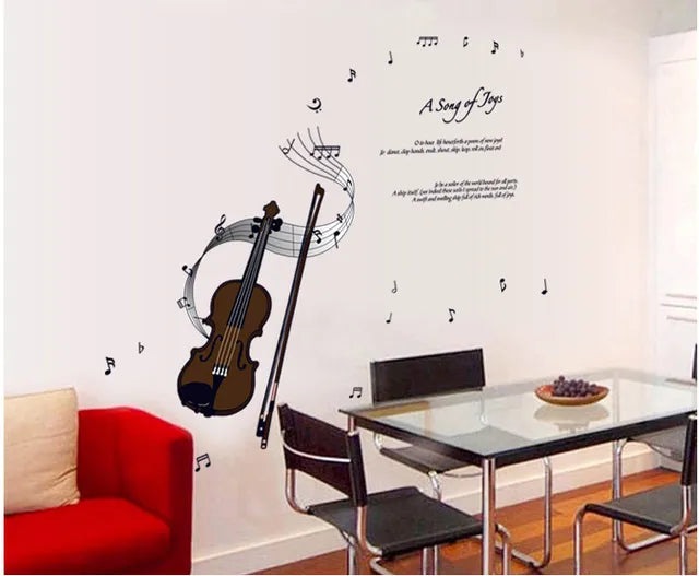 Violin wall stickers Musical decoration music musician minstrel decoration kids room decoration AY7180