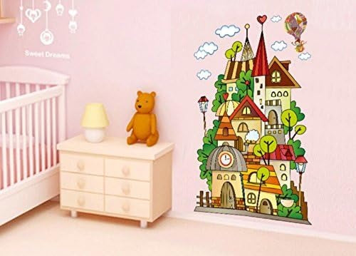 Children's room layout Wall Sticker Cartoon Children'S Paradise Dream Castle Wall Stickers Home Decoration Kids Bedroom Kindergarten Removable Self-Adhes Ay1910 Size: 60x90