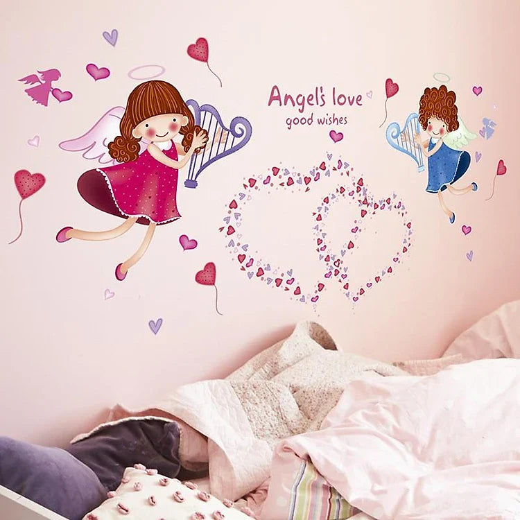 Decorative wall decal love angel and romantic heart XH4152