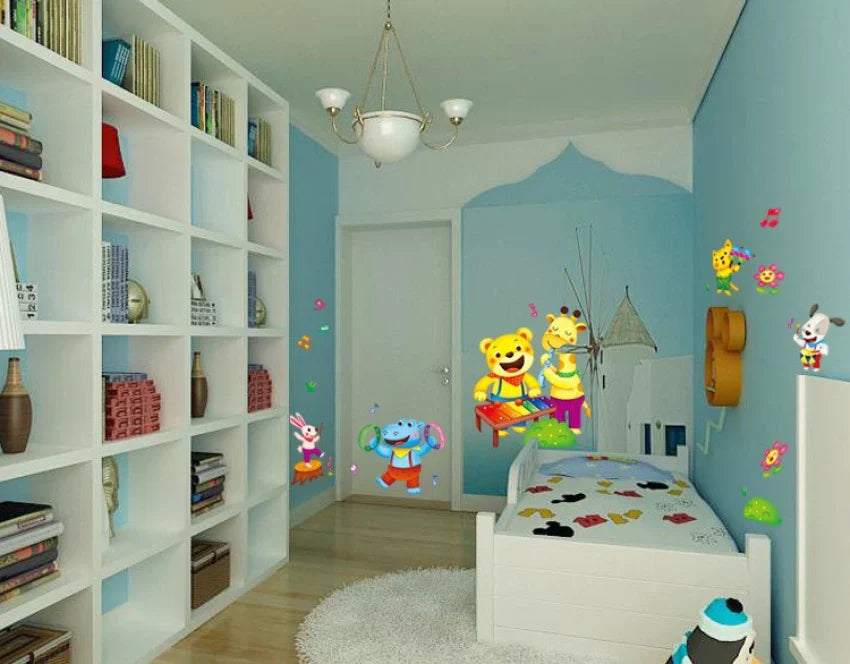 Removable Cartoon Animal Park Children Bedroom, Living Room Glass Wallpaper Stickers