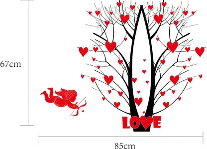 Ay863 Oren Empower 90 cm Valentine special red love tree wall sticker for your loved once Self Adhesive Sticker (Pack of 1)