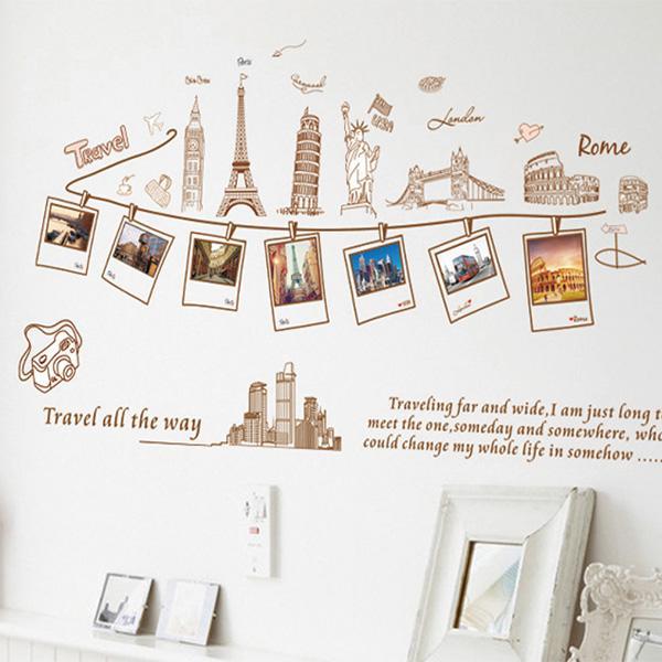Large Size Wall Decal Creative Combination World Travel Wall Stickers for Home Decoration ay9011