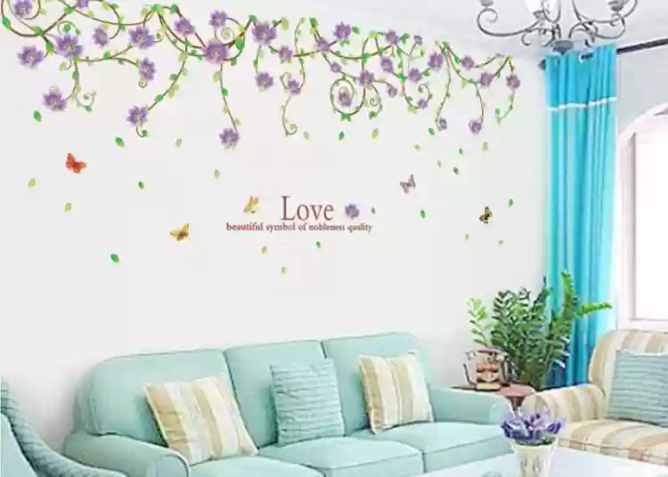 Wall sticker 60x90 Bunga Rumbai Ungu AY9150B