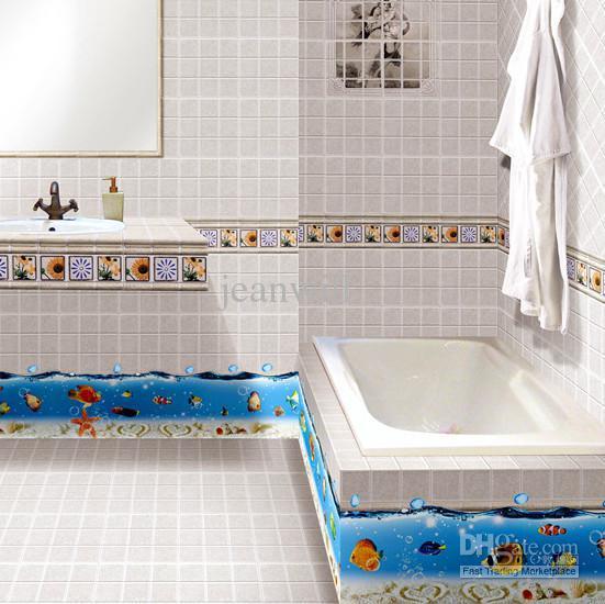 AY917 Finding Nemo Removable Sticker 60x90cm Cartoon Bathroom Decor Occean World Wall Corner Line Cling 6% off total if 2lots