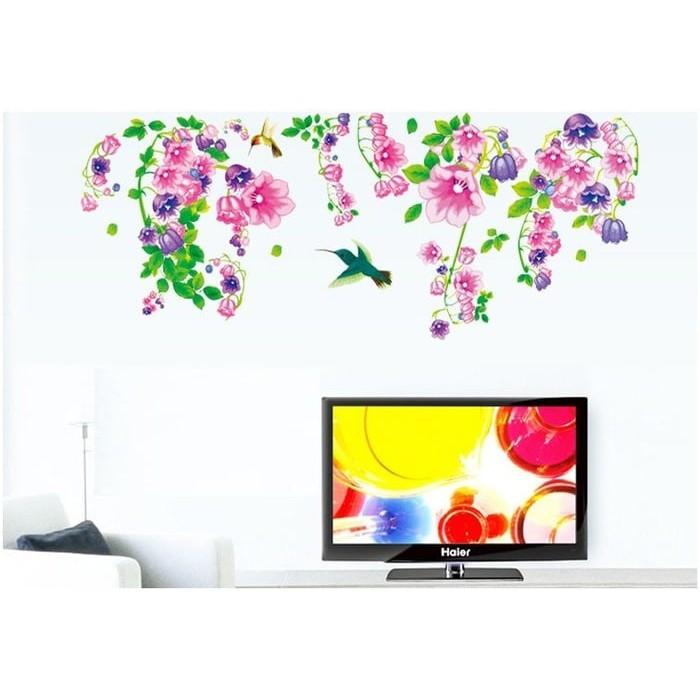 AY9041 Hummingbird leafy morning glory sofa tv background wall wall stickers