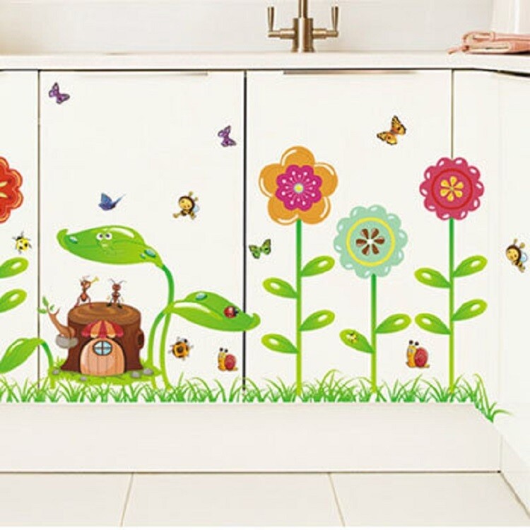fashionbeautybuy Butterflies Flowers Leaves Bees Wall Sticker Decal Home Decor PVC Murals Wallpaper House Art Picture Living Room