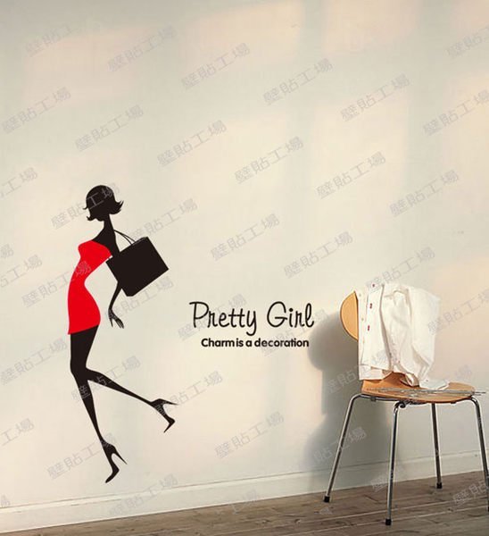 Jm8314 Wall Stickers Vinyl Decor Girls Women Teens With Shopping Bags Decor For Living Room ,