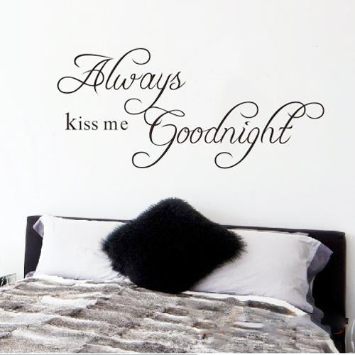 Always Kiss Me Good Night Wall Sticker, Vinyl Saying Words Quote Decals Warm Inspirational Quotes Removable Art Decor for Bedroom, Living Room, Home Decoration Dz016 Size 42x18