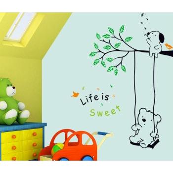 LP wholesale cartoon Winnie AY9036 swing three generations removable decorative wall stickers for children's room