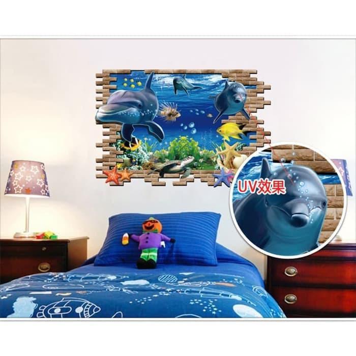 WALL STICKER XL8120 3D BRICK DOLPHIN 60X90 WALSTICKER WALLSTICKER