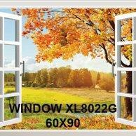 PROMO WALL STICKER STIKER DINDING 60X90 XL8022G AUTUMN VILLAGE WINDOW