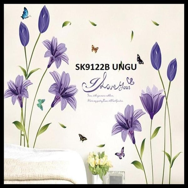 Sk9122b Purple Lily Flowers Wall Sticker