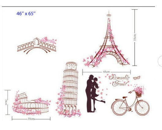Eiffel Tower Wall Sticker Love Romance Wall Sticker For Home Decor.