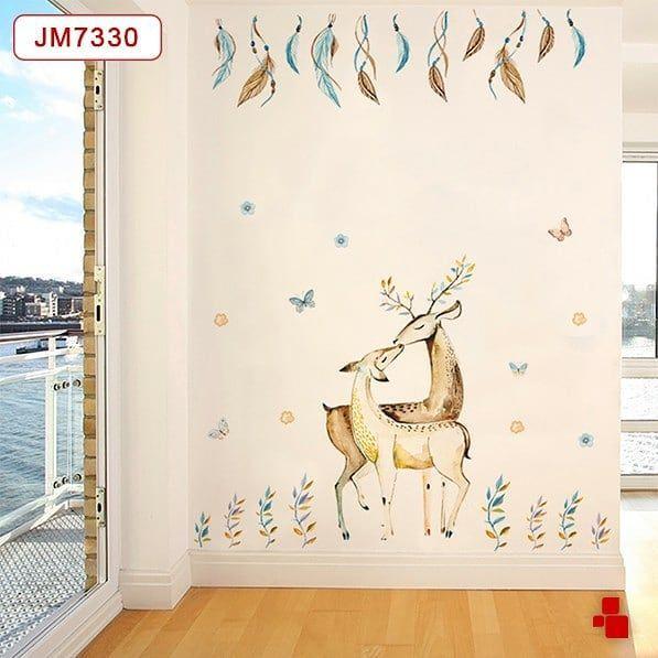 Elk Couple Bedroom Living room Wedding Party Decoration Eco-friendly Removable Wall Stickers jm7330 Decals Waterproof Wall Poster Mural
