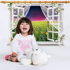 SK9020D 3D Wall Sticker Beautiful Flower Sea Wall Stickers Sunset View Vinyl Decals for Family Rooms