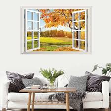 PROMO WALL STICKER STIKER DINDING 60X90 XL8022G AUTUMN VILLAGE WINDOW