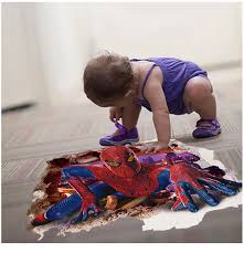 AY9269 3D Spiderman Floor Stickers wall Decals Removable PVC Superman Wall stickers Home Decor Mural Cartoon Decor