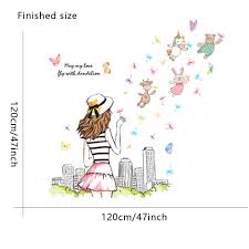 Wall Stiker ABC1060 Girl n Fly – Wallsticker Wall Sticker Wallstiker Wall Stiker Stiker Dinding Hiasan Dinding