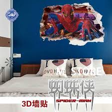 AY9269 3D Spiderman Floor Stickers wall Decals Removable PVC Superman Wall stickers Home Decor Mural Cartoon Decor