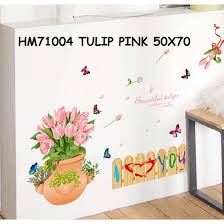 HM71004 Jaamso Royals Multicolor Vinyl Tulip Fence Butterfly Design Decorative Wall Sticker