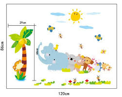 beautybuy Baby Boy's Elephant Birds Coconut Tree Monkey Flower Animals Wall Decal Ay9161